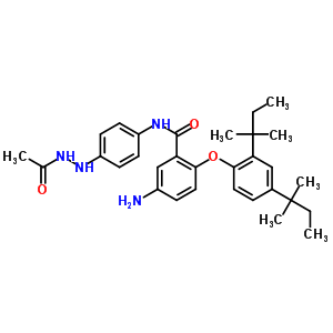N-[4-[[5-氨基-2-[2,4-雙(1,1-二甲基丙基)苯氧基]苯甲?；鵠氨基]苯基]乙酰肼結(jié)構(gòu)式_63134-32-7結(jié)構(gòu)式