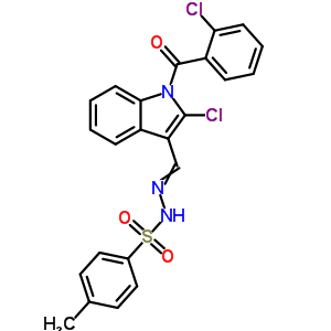 N-[[2-氯-1-(2-氯苯甲?；?吲哚-3-基]亞甲基氨基]-4-甲基-苯磺酰胺結(jié)構(gòu)式_70952-17-9結(jié)構(gòu)式