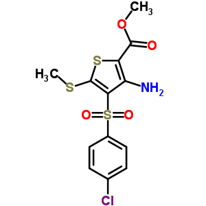 3-氨基-4-[(4-氯苯基)磺酰基]-5-(甲基硫代)噻吩-2-羧酸甲酯結(jié)構(gòu)式_845266-18-4結(jié)構(gòu)式