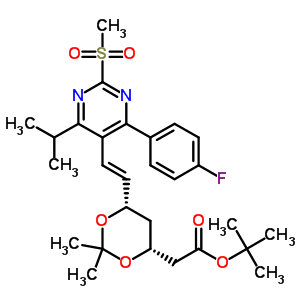 7-[4-(4-氟苯基)-6-異丙基-2-甲基磺?；奏?5-基]-(3R,5S)-異亞丙基-(E)-6-庚酸叔丁酯結(jié)構(gòu)式_849470-63-9結(jié)構(gòu)式