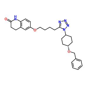 反式-3,4-二氫-6-[4-[1-[4-(苯基甲氧基)環(huán)己基]-1H-四唑-5-基]丁氧基]-2(1H)-喹啉酮結(jié)構(gòu)式_87152-97-4結(jié)構(gòu)式